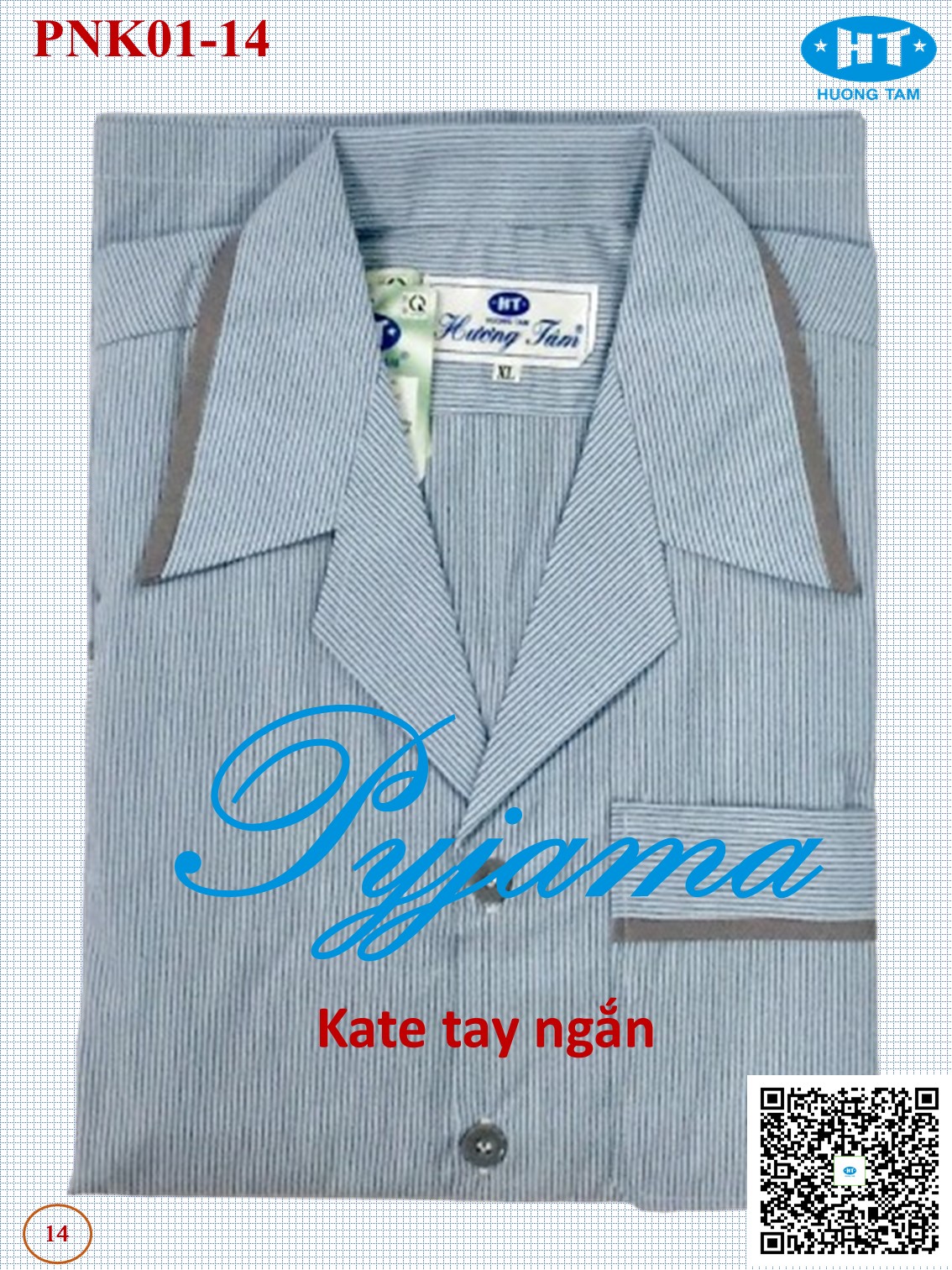 Bộ Pyjama HUONGTAM Kate  tay ngắn nam cao cấp(PNK02N4). Chất liệu Kate loại tốt:  mềm mại, thoáng mát, không phai màu