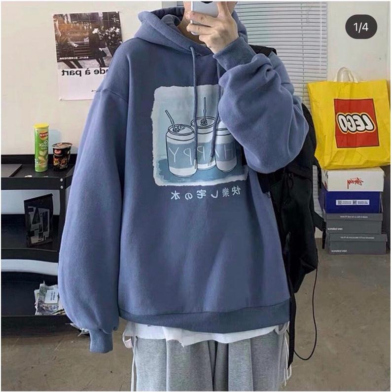 Áo khoác chui đầu hoodie nỉ ngoại tay phồng unisex ulzang nam nữ AN507