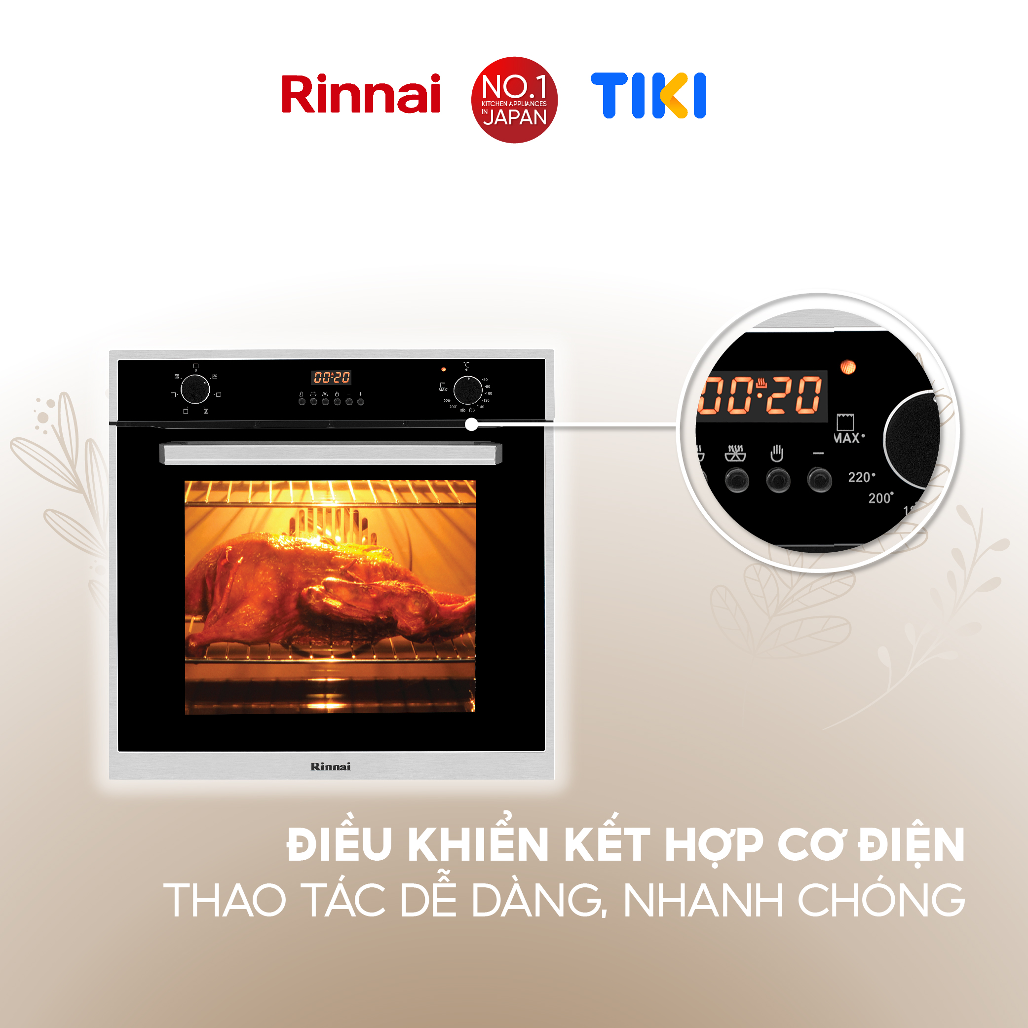 Lò nướng điện âm tủ Rinnai RO-E6206XA-EM dung tích 70L 2875W - Hàng chính hãng.