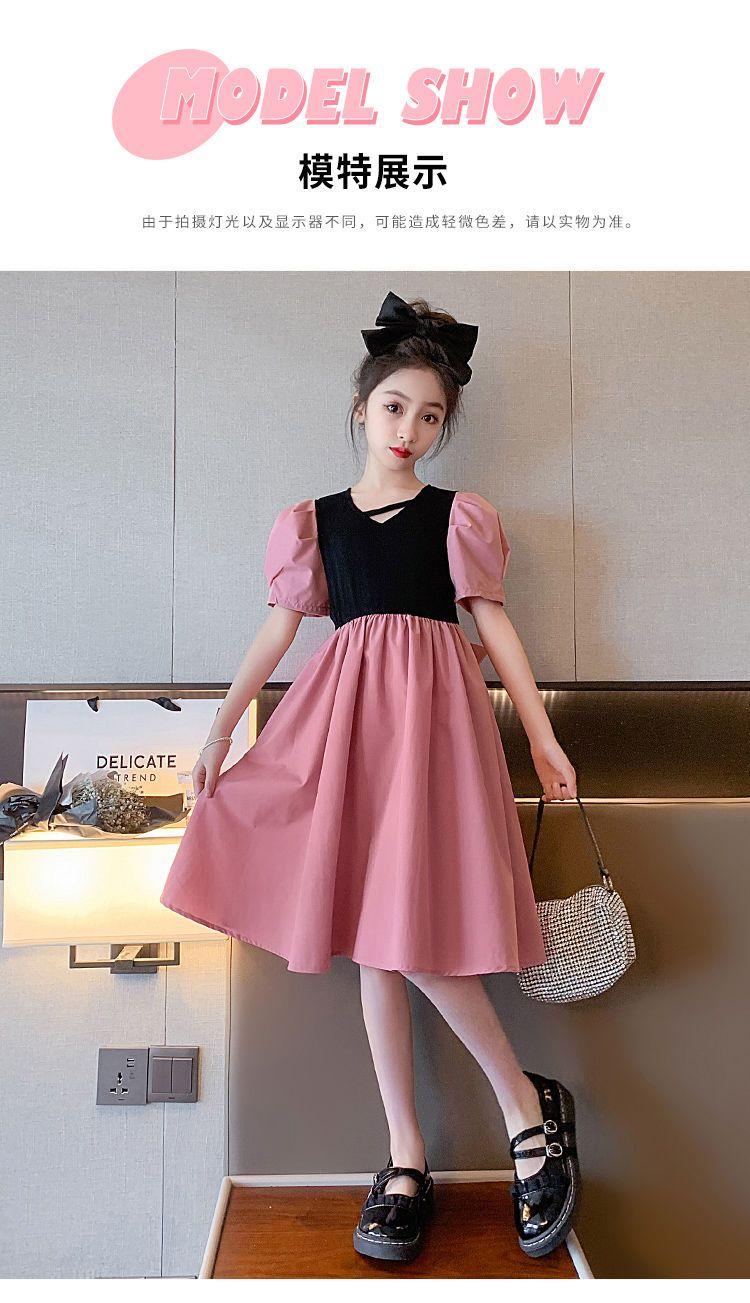 DONGSHOP HOT Cô gái ăn mặc váy trẻ em mùa hè 2023 Oceanic công chúa váy cô gái bowknot mỏng bông vải váy