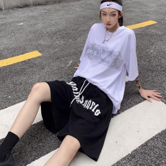 Quần short thun Unisex, quần đùi nam nữ in chữ cá tính shopanamy - L