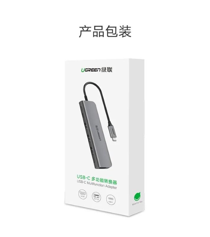 Ugreen UG50209CM136TK Bộ chuyển đổi TYPE C sang 3 USB 3.0 + HDMI + hỗ trợ nguồn TYPE C - HÀNG CHÍNH HÃNG