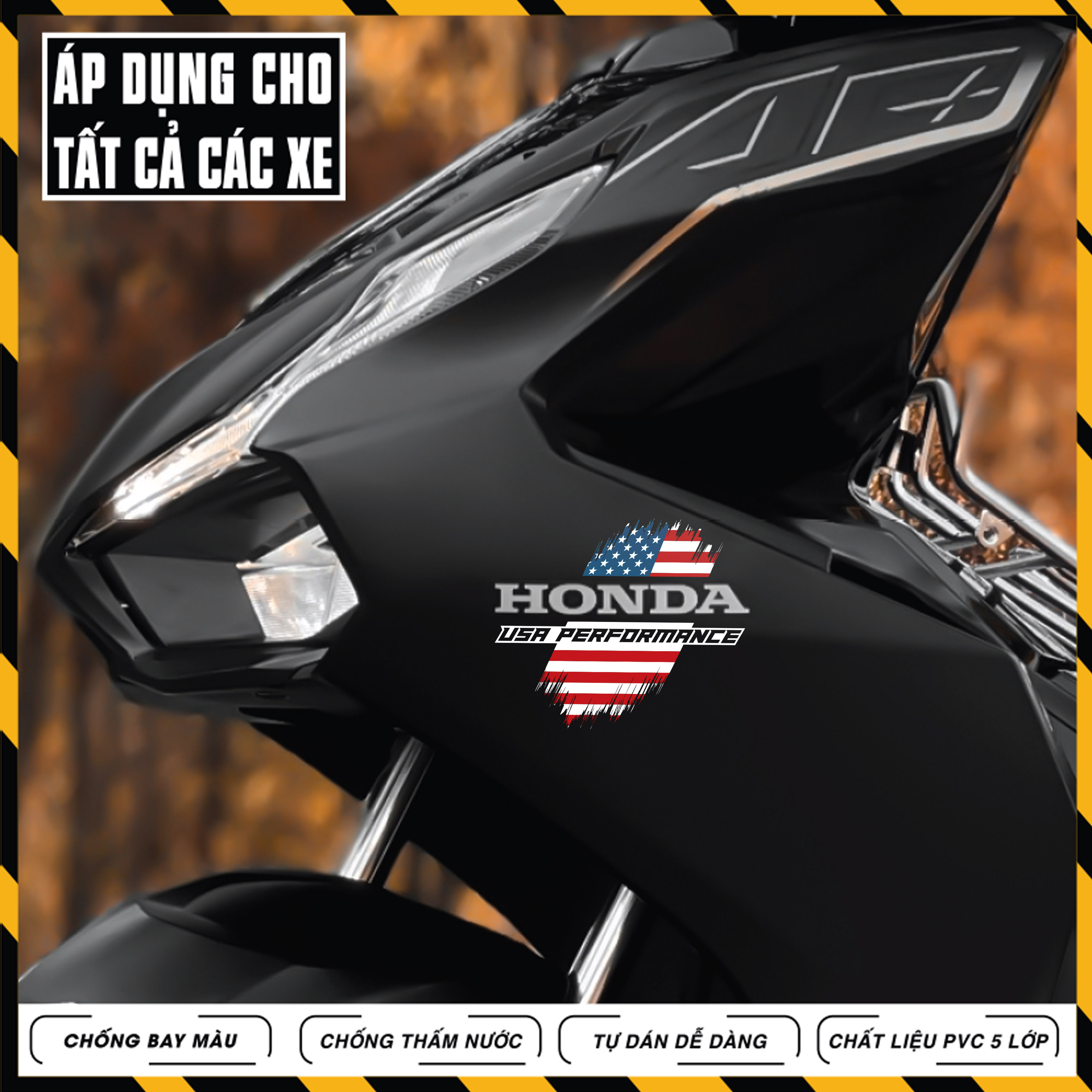 Tem Tricolor Cờ Mỹ USA Dán Đa Vị Trí Xe Máy, Xe Điện, Nón Bảo Hiểm | DVTUSA | Sticker Rời Dán Xe Chống Nước, Bền Màu