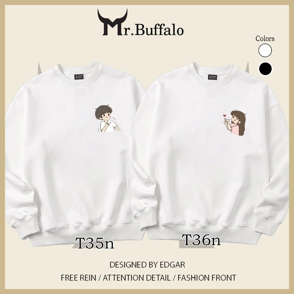 Áo Sweater cặp đôi nam nữ bắn tim dễ thương Mr.Buffalo - T36 Đen