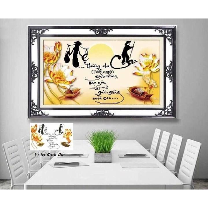 Tranh Đính Đá CHA MẸ . Kích Thước: 75cm x 48cm