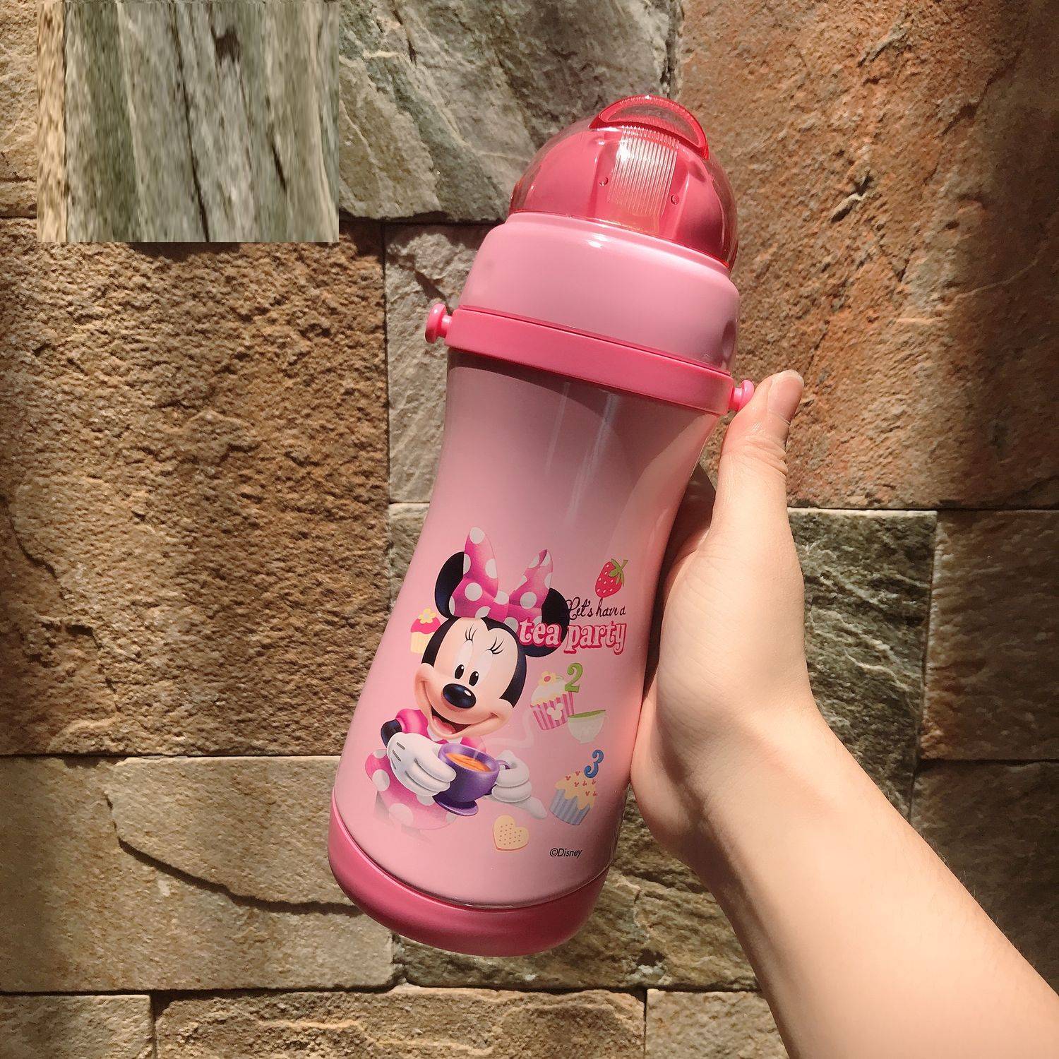 Bình nước giữ nhiệt hình chuột Minnie party màu hồng cho trẻ em, các bé, học sinh - (400ml) - WD-3423MIN