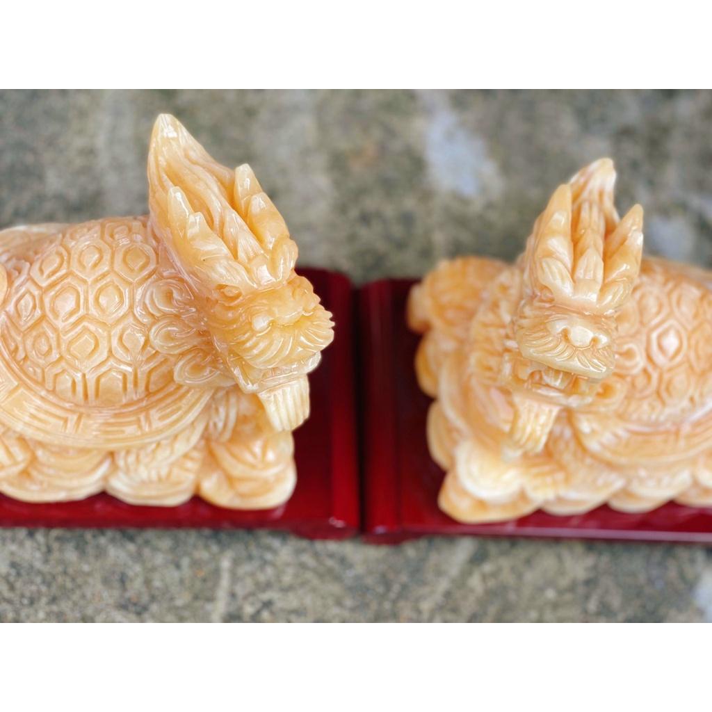 Long Quy Phong Thủy , Long Quy Đá Ngọc Hoàng Long Dài 15cm - Kèm Đế