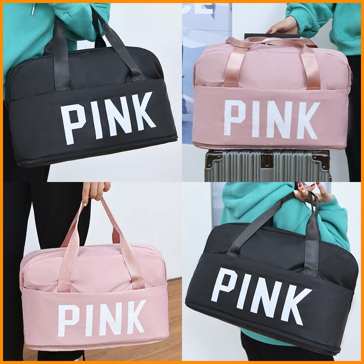 Túi du lịch 2 tầng cỡ lớn chống nước siêu nhẹ cho nam nữ chính hãng cao cấp MySun PINK