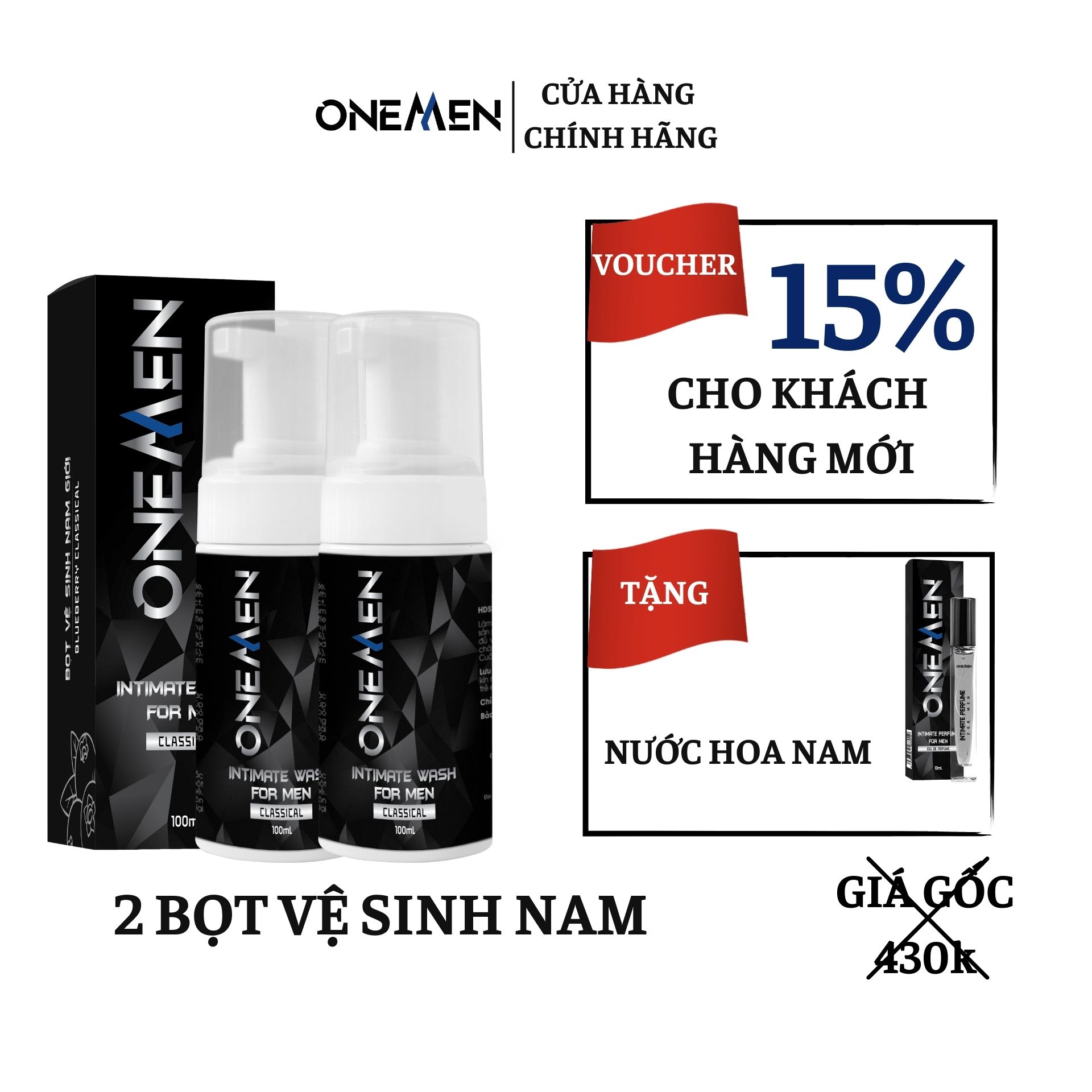 Bán Chạy: Bộ Đôi Bọt Vệ Sinh Nam Nam Intimate Wash For Men Tặng Nước Hoa Nam OneMen