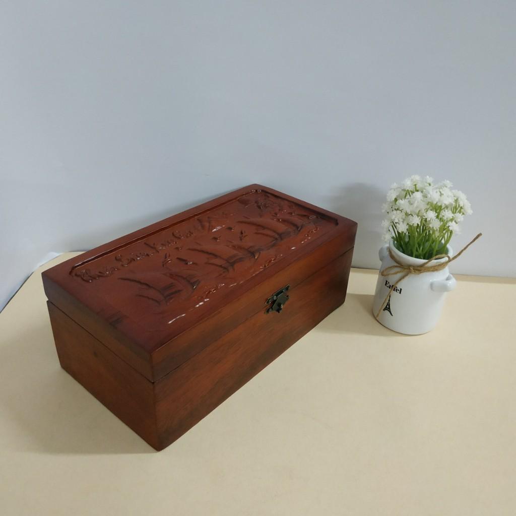Hộp đựng con dấu gỗ hương lót nỉ thuận buồm xuôi gió