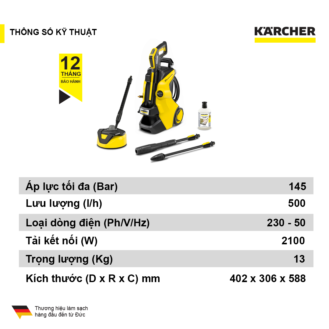 Máy xịt rửa xe cao áp Karcher K5 Power Control Home động cơ từ 2100w