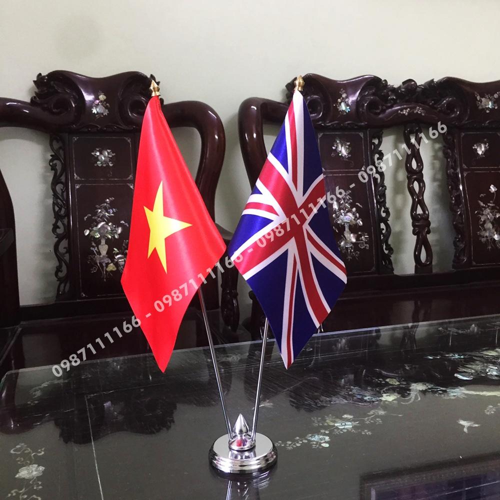 Cờ Để Bàn Đế Thép Loại cắm 2 cờ Việt Nam - Anh