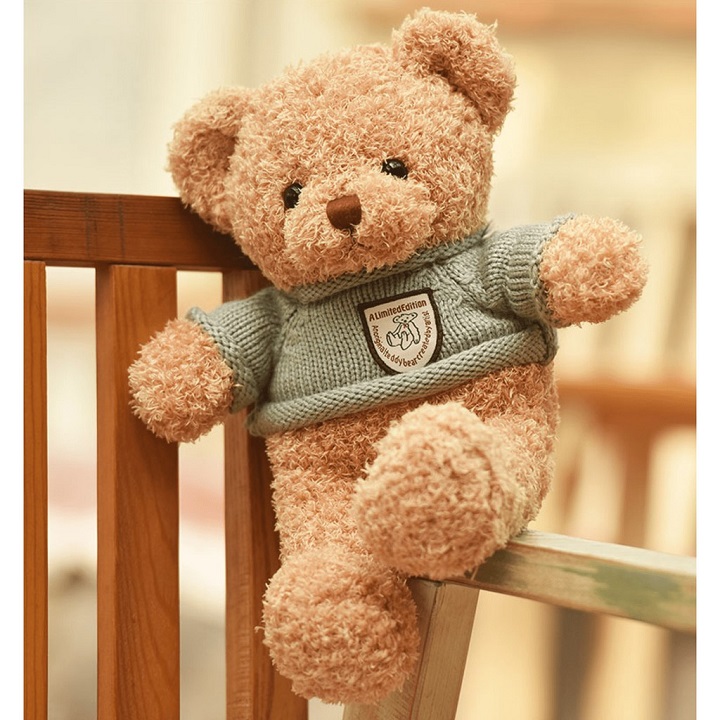 Gấu bông Teddy lông xoăn siêu dễ thương – Quà tặng thú nhồi bông Teddy Heads And Tales – Size 40 cm – Gối ôm cho bé ngủ ngon