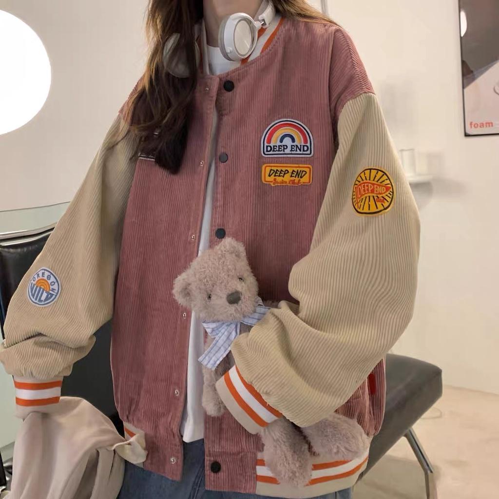 Áo Khoác Bomber Logo Áo Khoác Chất Nhung Dày Dặn Form Rộng Unisex Nam Nữ Mặc Thoải Mái