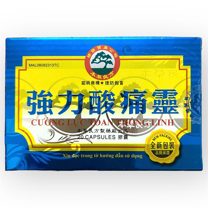 Viên uống đau nhức xương khớp Cường lực toan thống linh xuất xứ Malaysia - Hộp 20 viên - Mã số 1497