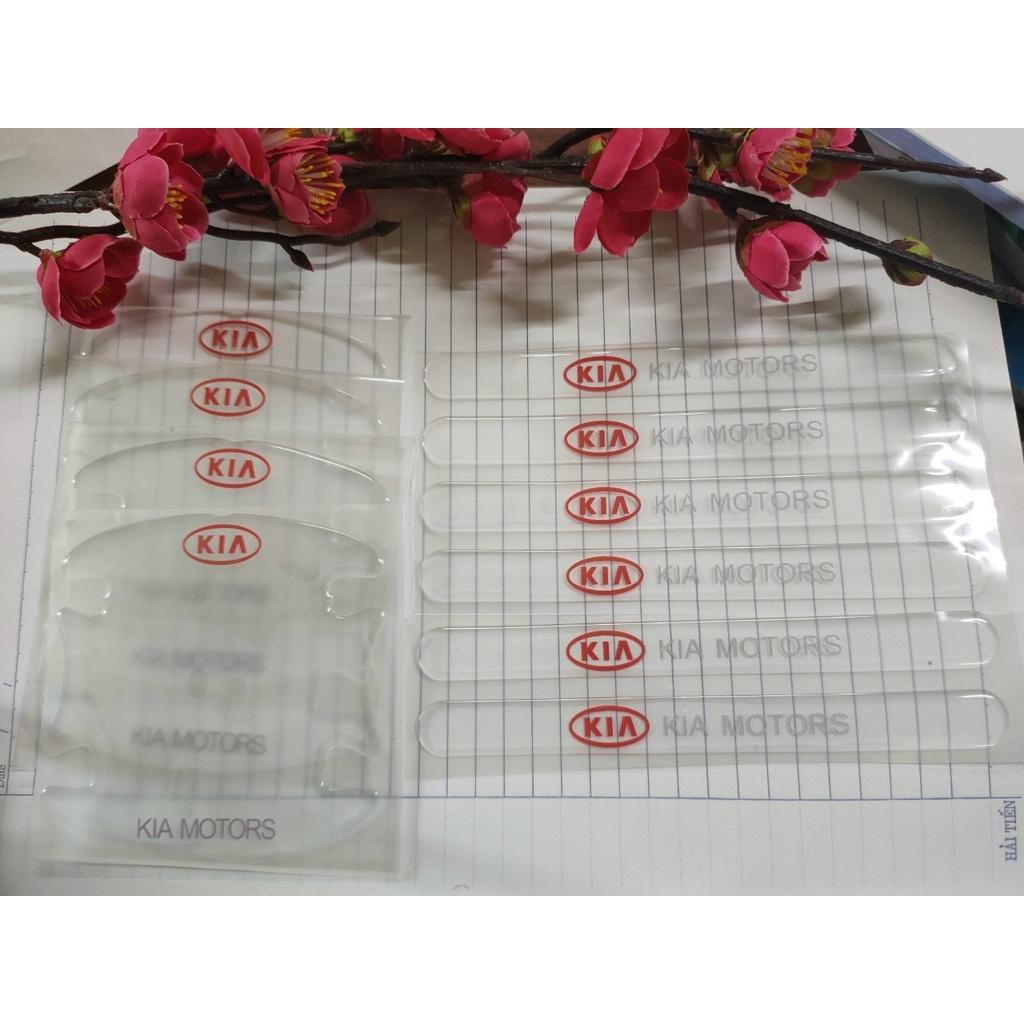Bộ 10 Miếng Dán Silicon trong suốt Chống Xước Hõm Cửa, Tay Nắm Cửa và gương Có Logo Xe