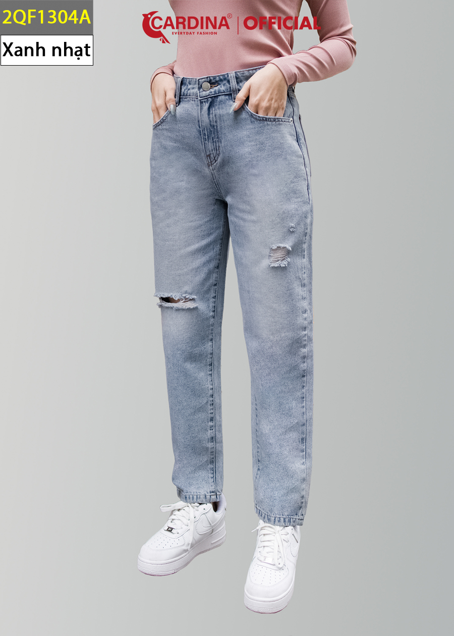 Quần Jeans Nữ CARDINA Cao Cấp Dáng Baggy Cài Khuy Có Khóa Kéo Dễ Mix Đồ 2QF13