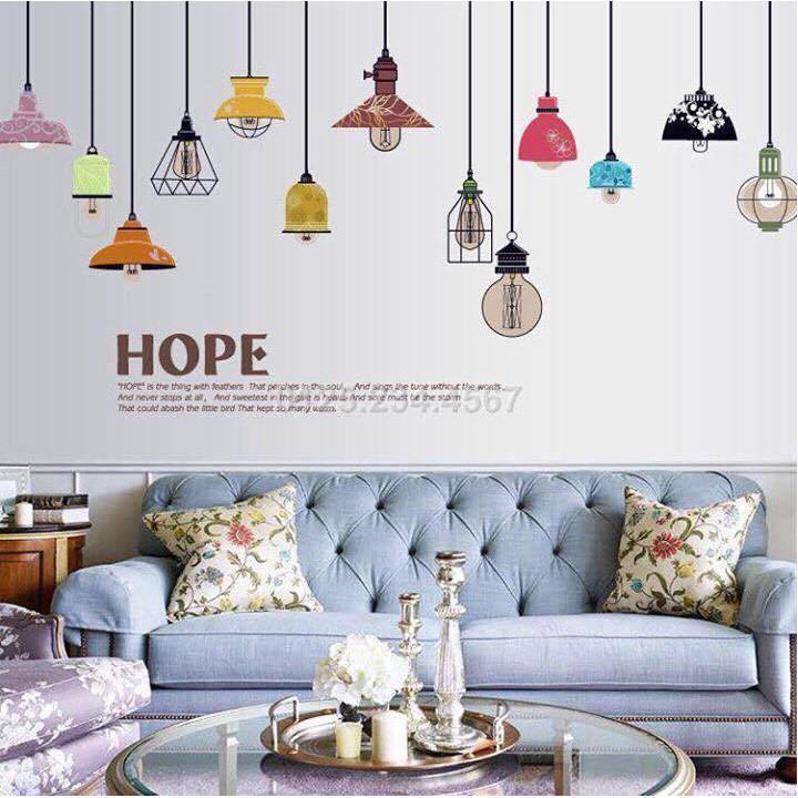 Decal dán tường Dây đèn thả