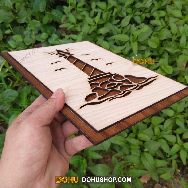 Tranh Gỗ Treo Tường Handmade DOHU016: Ngọn Hải Đăng - Thiết Kế Đơn Giản, Độc Đáo, Sang Trọng