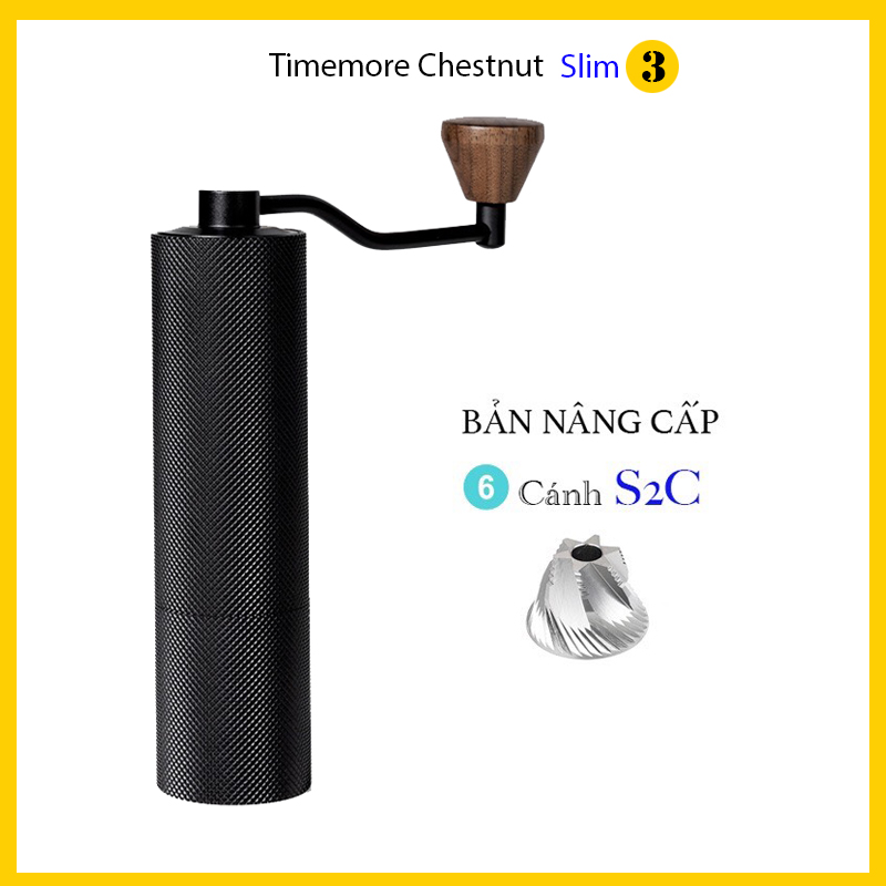 Cối xay cà phê Timemore Slim 3 | Nâng cấp Lưỡi 6 cánh S2C - Hàng chính hãng Timemore