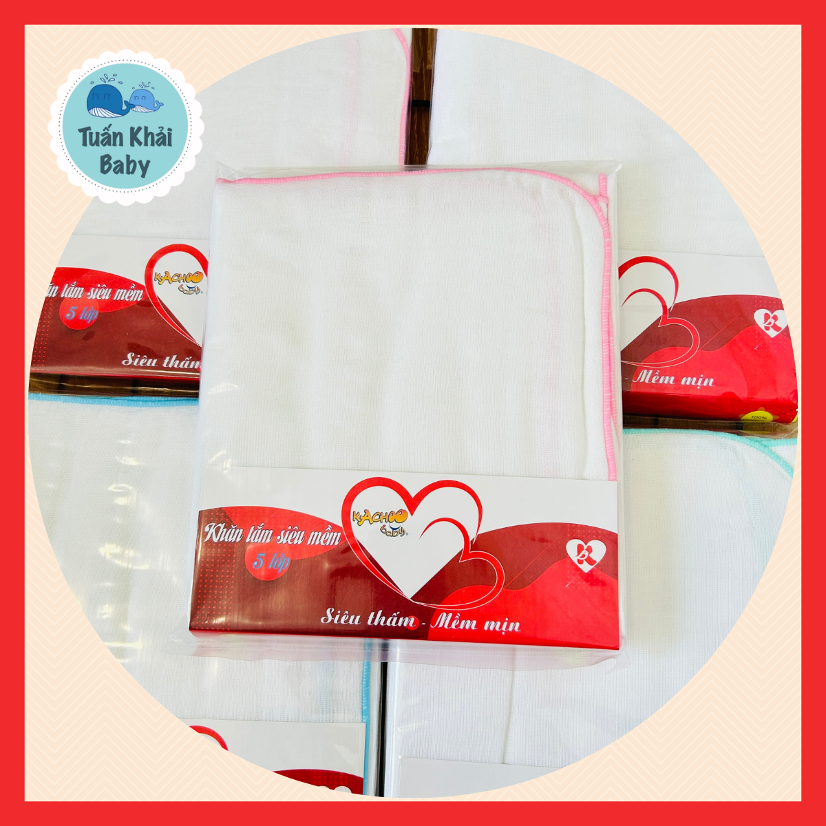 Túi 1 cái Khăn Tắm Gạc Xô 5 Lớp Sợi Dày Kachoo Baby - Chất vải Gạc Xô 5 Lớp Dày Dặn -  Kích thước 75x84 cm