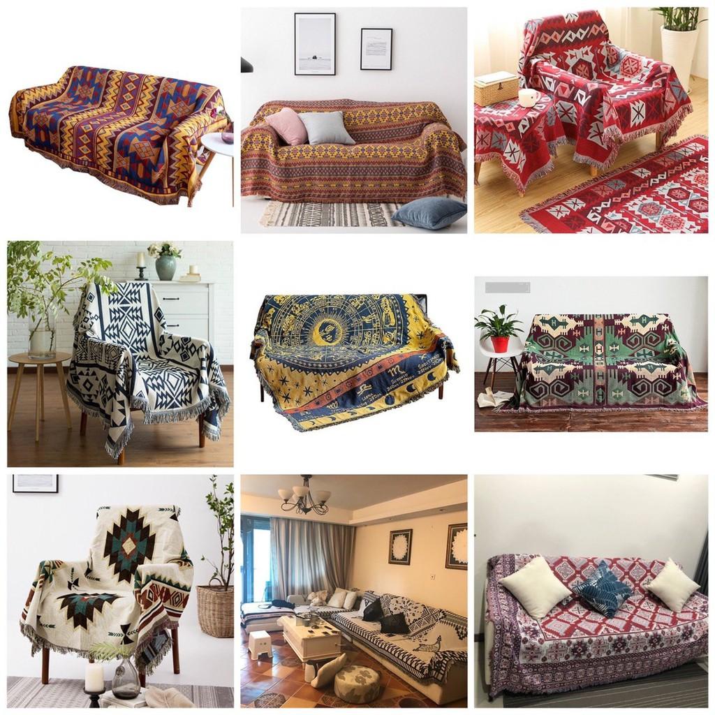 Thảm phòng khách, Khăn phủ sofa vintage chất liệu cotton dệt cao cấp