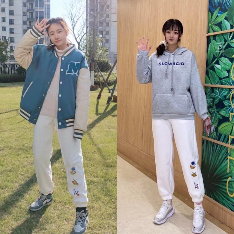 Quần Jogger Đen/Trắng Hoạ Tiết Hoạt Hình Ulzzang Nam Nữ 1hit_Unisex