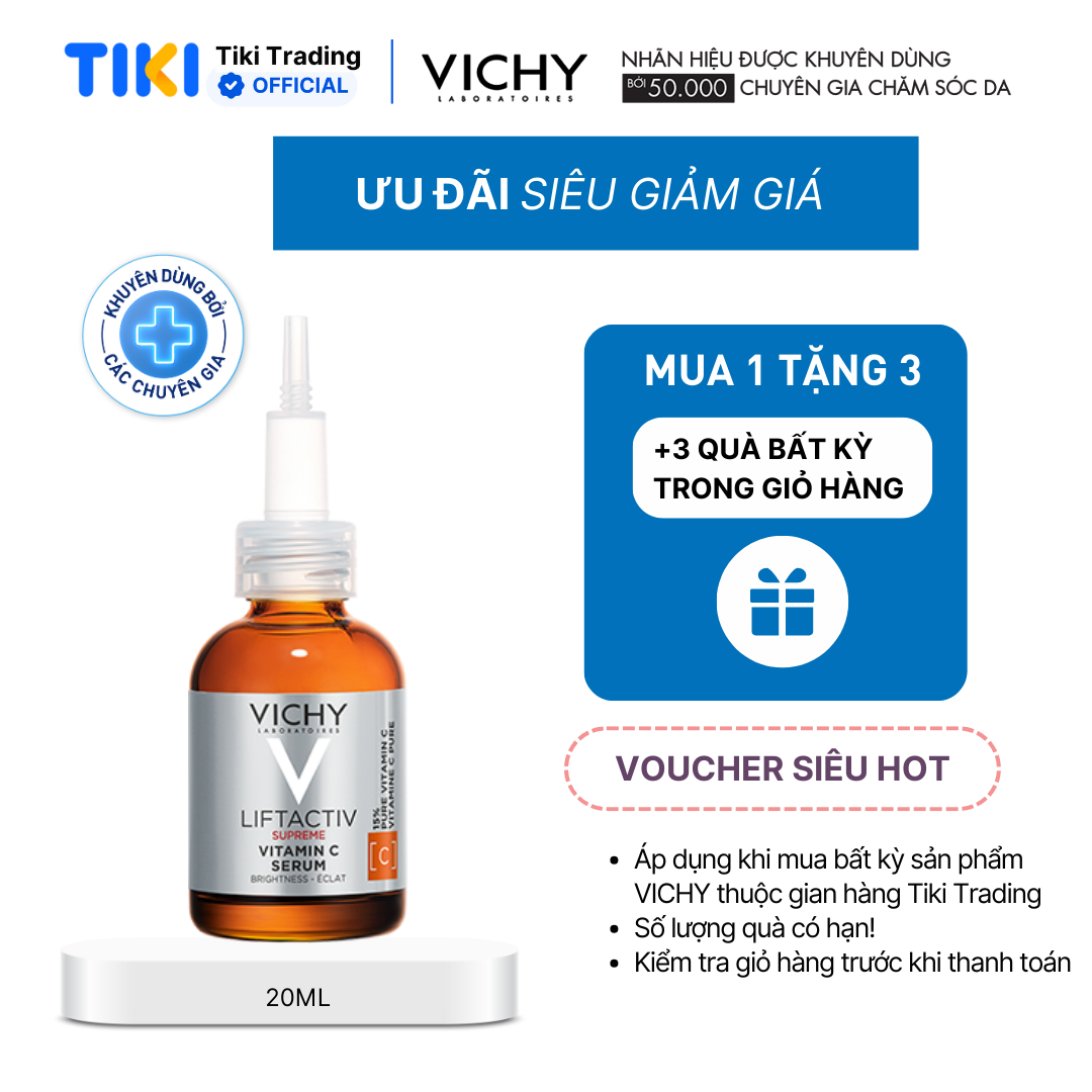 Tinh chất chống oxy hoá, dưỡng da sáng khoẻ Vichy Liftactiv Vitamin C pure 15% 20ml