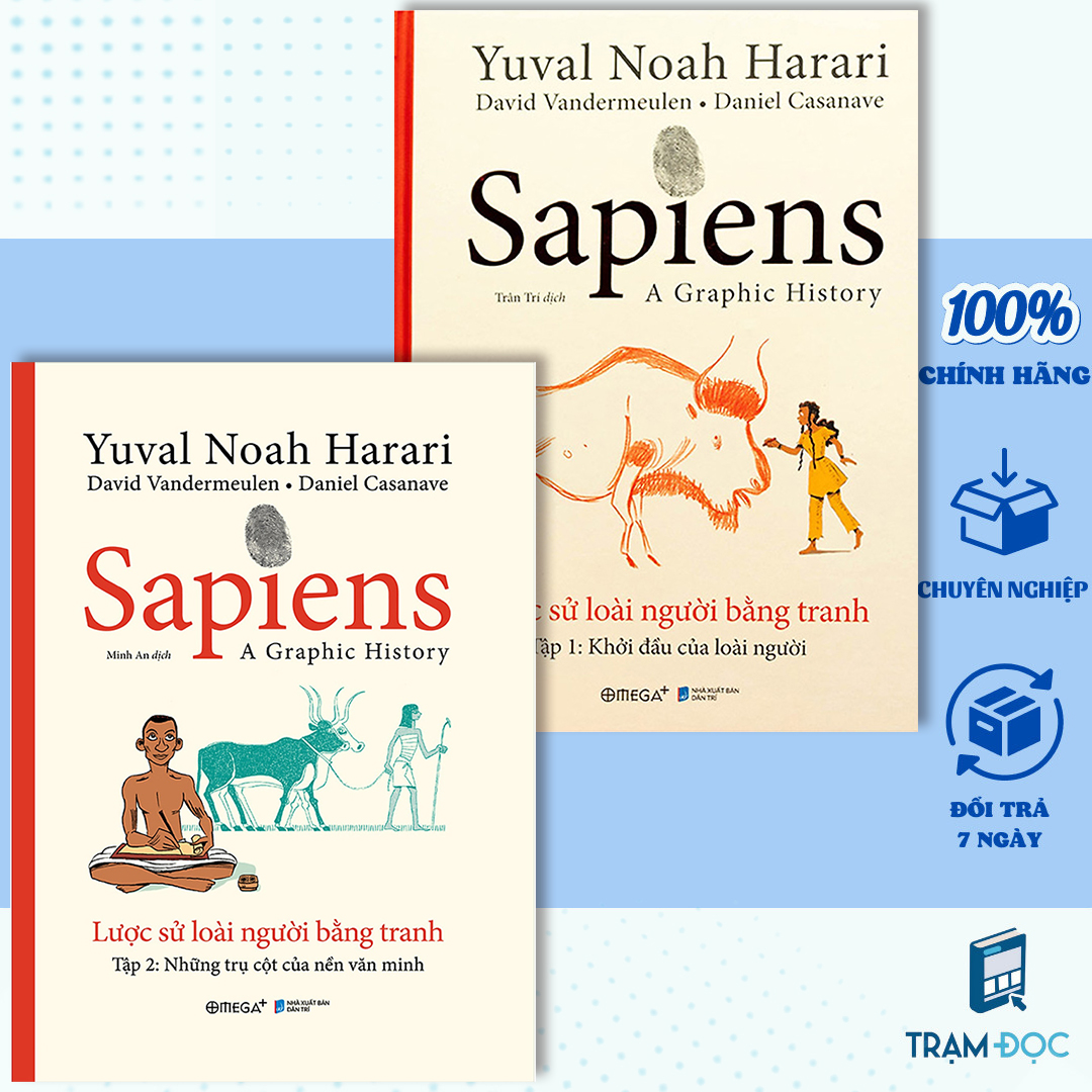 Trạm Đọc | Combo 2 Cuốn Sapiens : Lược Sử Loài Người Bằng Tranh - Tập 1: Khởi Đầu Của Loài Người + Tập 2 : Các Trụ Cột Của Nền Văn Minh