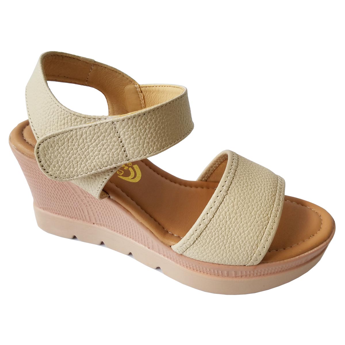 Giày Sandal Nữ Đế Xuồng Biggben Da Bò Cao Cấp Sdx11 - 35 - Kem