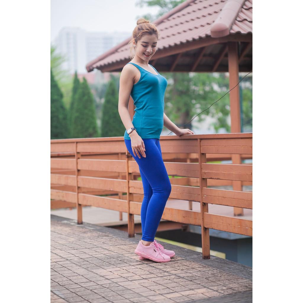 Quần legging (xanh coban - dáng dài), thun lạnh, co giãn 4 chiêu cho sz từ 40 - 58kg