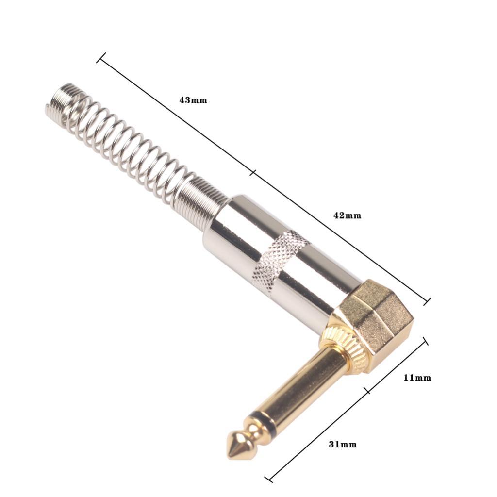 Hilabee 2 Góc Đơn Cắm Điện Thoại, 90 Độ 6.35 Mm l-Hình Đàn Guitar Jack Âm Thanh Kết Nối Cáp Micro Nhà Ga