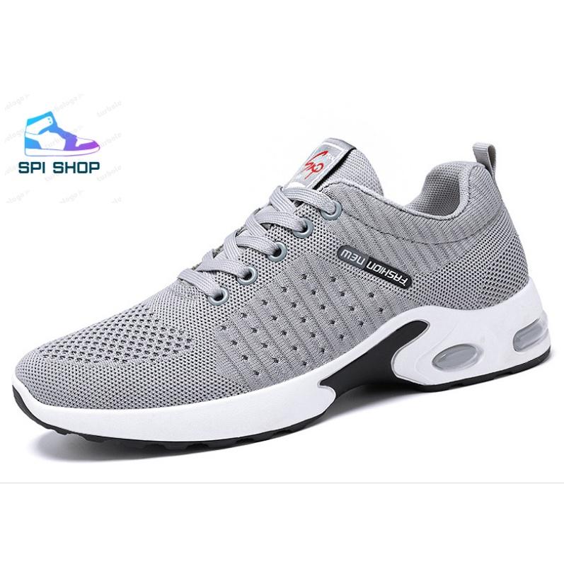 Giày Thể Thao Nam Đen - Ghi Giày sneaker HHT S052 Đế Cao Thoáng Khí