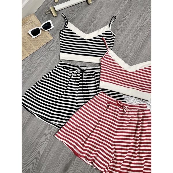Set áo 2 dây sọc siêu cute - hình thật