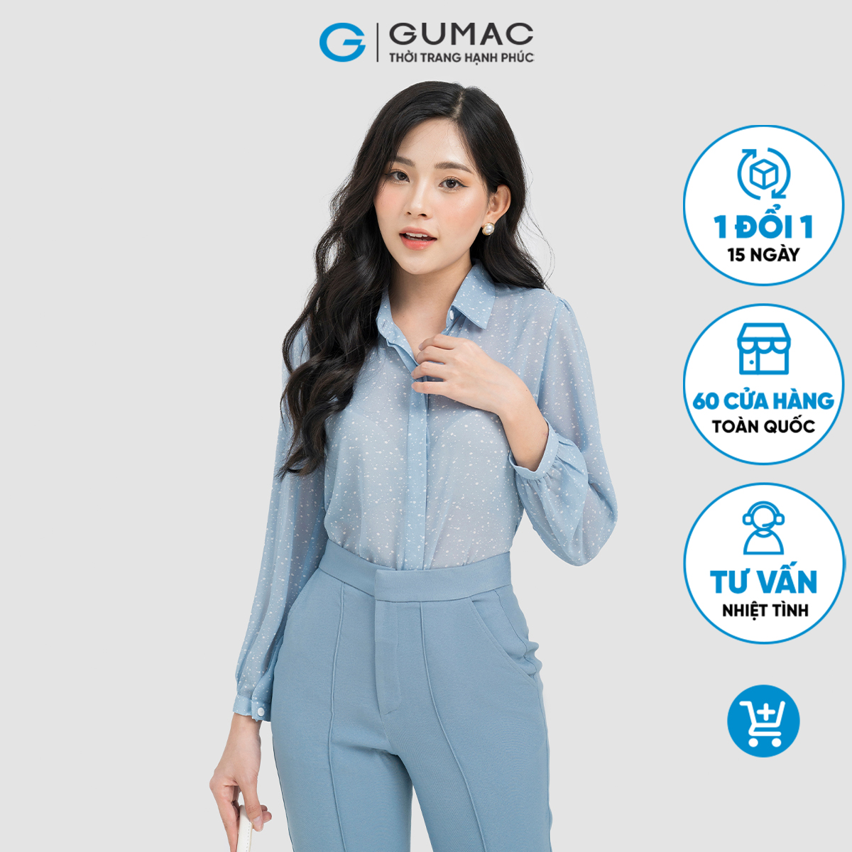 Áo sơ mi tay nhún GUMAC AD04002