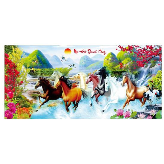 TRANH ĐÍNH ĐÁ 8 con ngựa Mã Đáo Thành Công VS001 Chưa đính