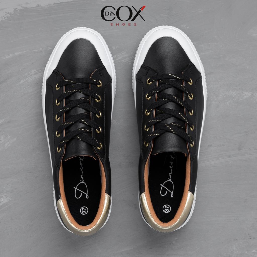 Giày Sneaker Nữ Da Bò Thật Sang Trọng DINCOX D31 Black Gold Chính Hãng