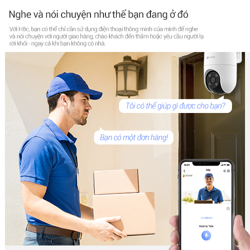 Camera Wi-fi EZVIZ H8C 2MP/3MP Ngoài Trời, Quay Quét 360 Độ, Đàm Thoại 2 Chiều, Ghi Hình Màu Ban Đêm- Hàng Chính Hãng