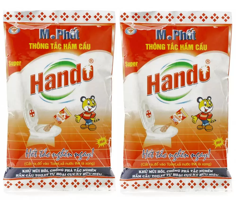 Combo 2 gói bột thông tắc hầm cầu bể phốt Hando 215Gr