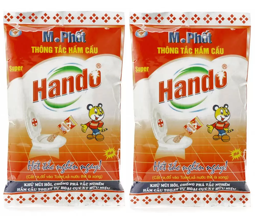 Combo 2 gói bột thông tắc hầm cầu bể phốt Hando 215Gr [Đổ định kì để bồn cầu ko tắc]