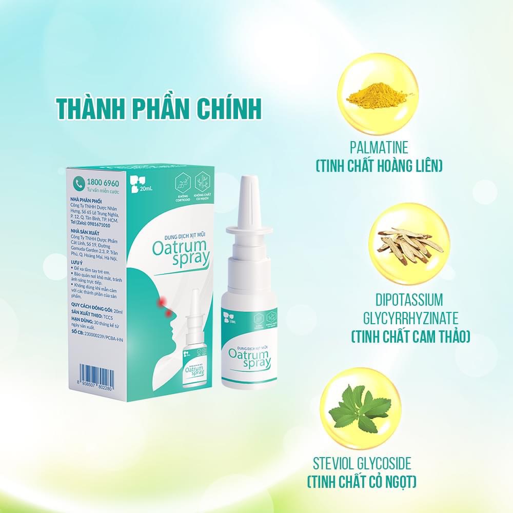 Dung Dịch Xịt Mũi Oatrum Spray Ngăn Ngừa Viem Mũi, Viem Xoang Làm Sạch Giúp Thông Thoáng Dễ Thở - dung tích 20ml