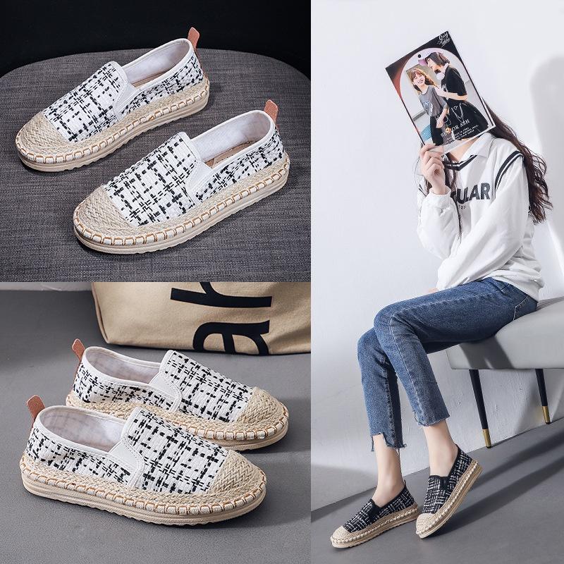 Slip on - Giày lười vải nữ phong cách HQ - Chất liệu vải sợi thô dệt kiểu len thoáng khí, đế cao su chống trơn - Mã 681