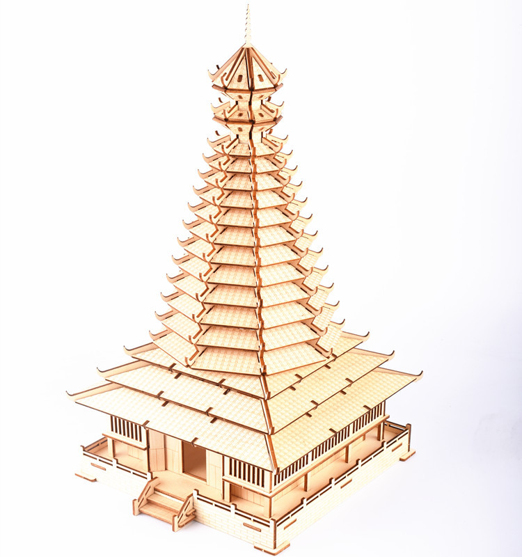 Đồ chơi lắp ráp gỗ 3D Mô hình Sanjang Drum Tower XF-G023