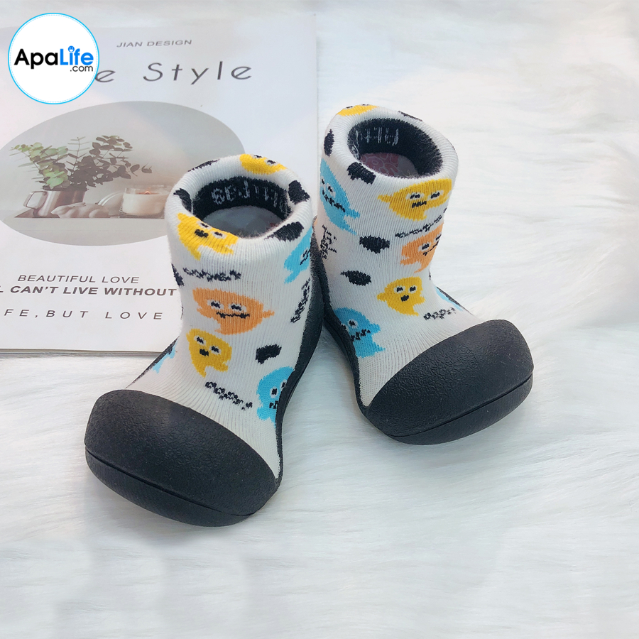 Attipas Halloween - White/ AT010 - Giày tập đi cho bé trai /bé gái từ 3 - 24 tháng nhập Hàn Quốc: đế mềm, êm chân & chống trượt
