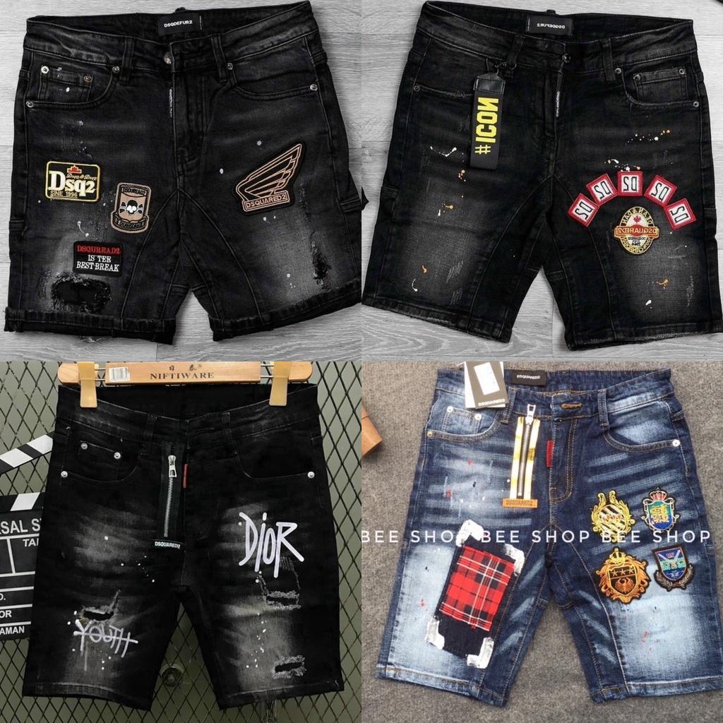 quần bò jean nam ngắn xanh đen thêu logo nhiều mẫu mới kiểu đẹp thời trang giá rẻ
