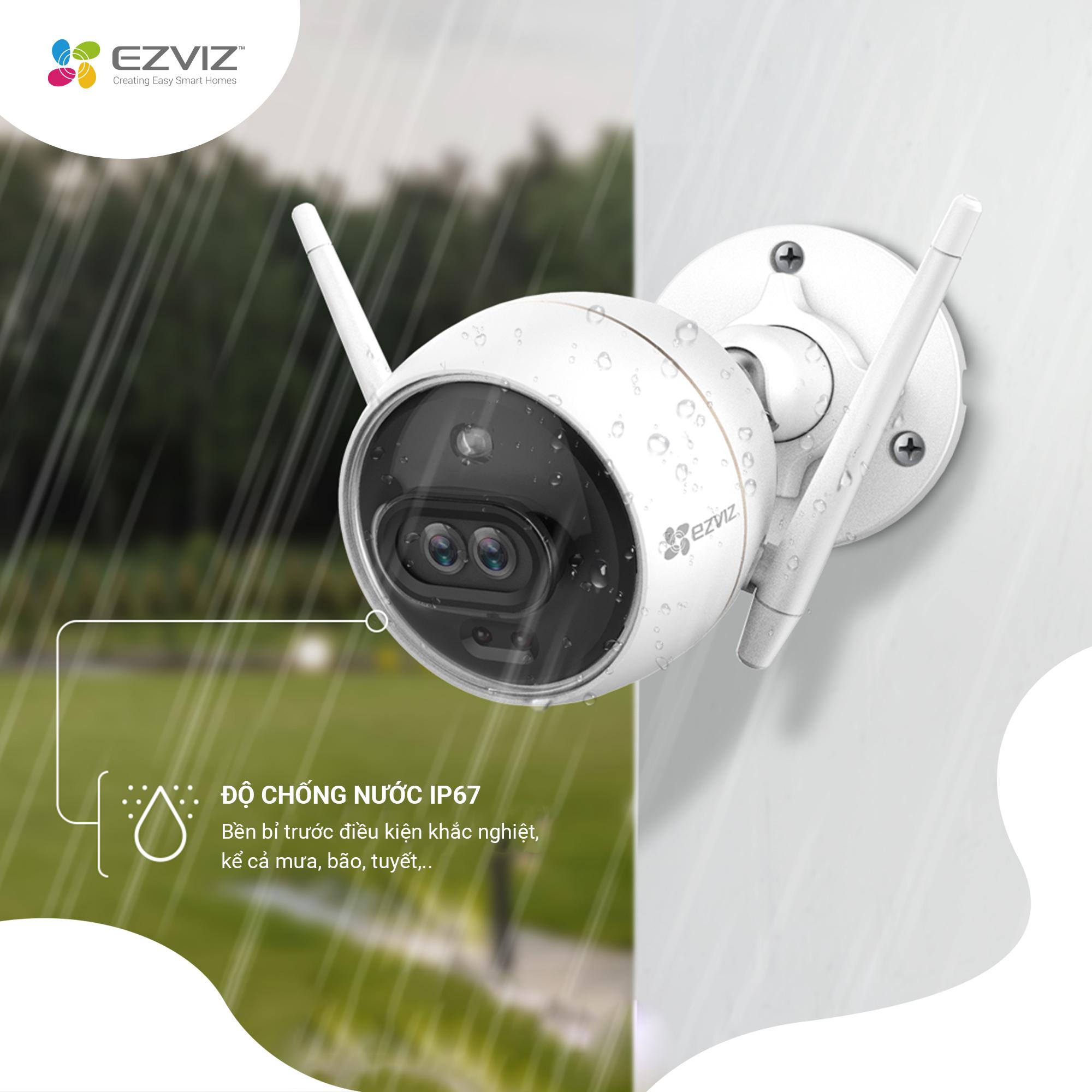 Camera EZVIZ C3X 1080P, WI-FI Không Dây, IP67 Ngoài Trời, Ghi Gình Ban Đêm Có Màu Không Cần Đèn, Tích Hợp AI Phát Hiện Hình Dáng Người/ Xe, Chuẩn Nén Video H.265--Hàng Chính Hãng