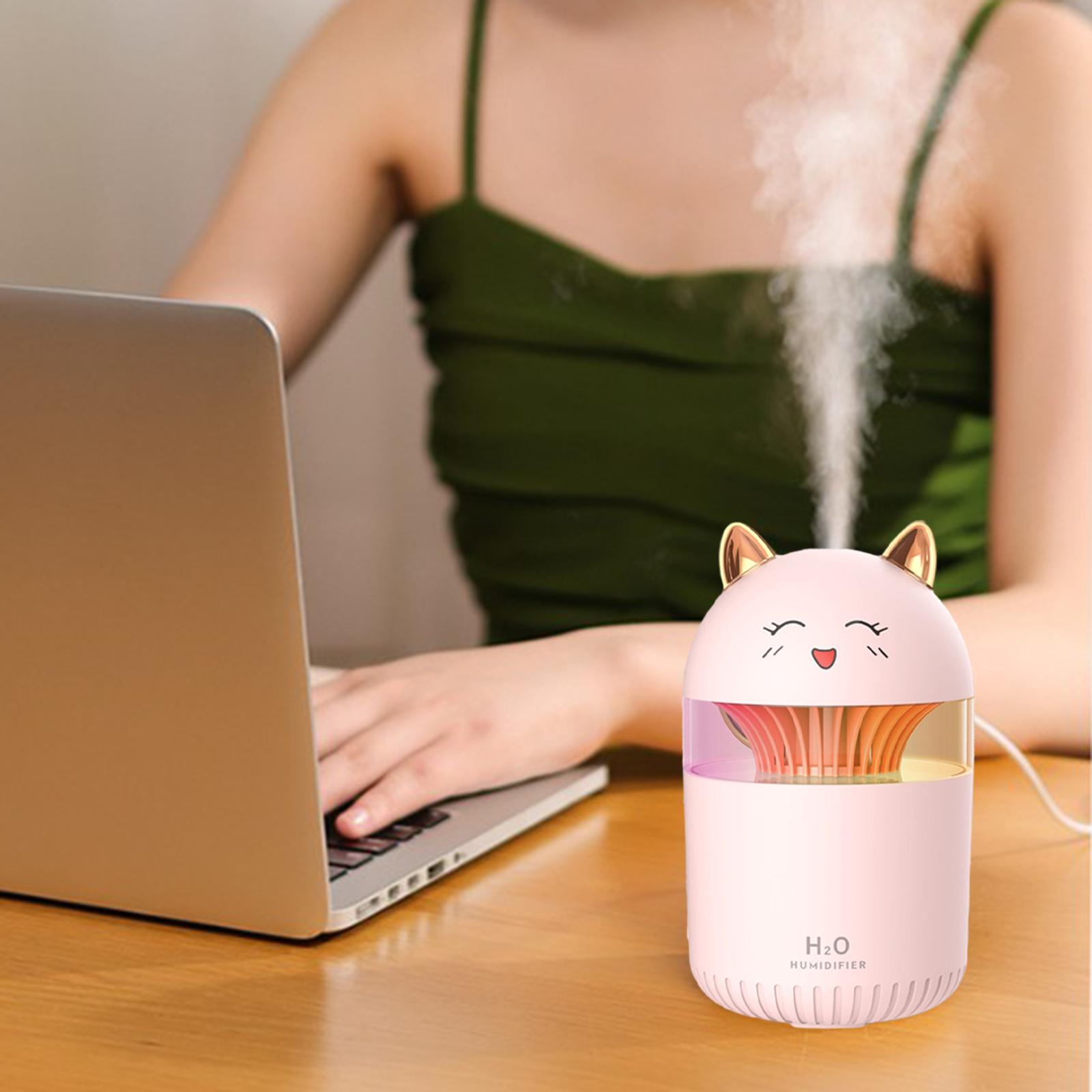Lovely Cat Air Humidifier with Colorful Atmosphere Light Silent Portable Aromatherapy Diffuser for Car Bedroom SPA Travel Office
