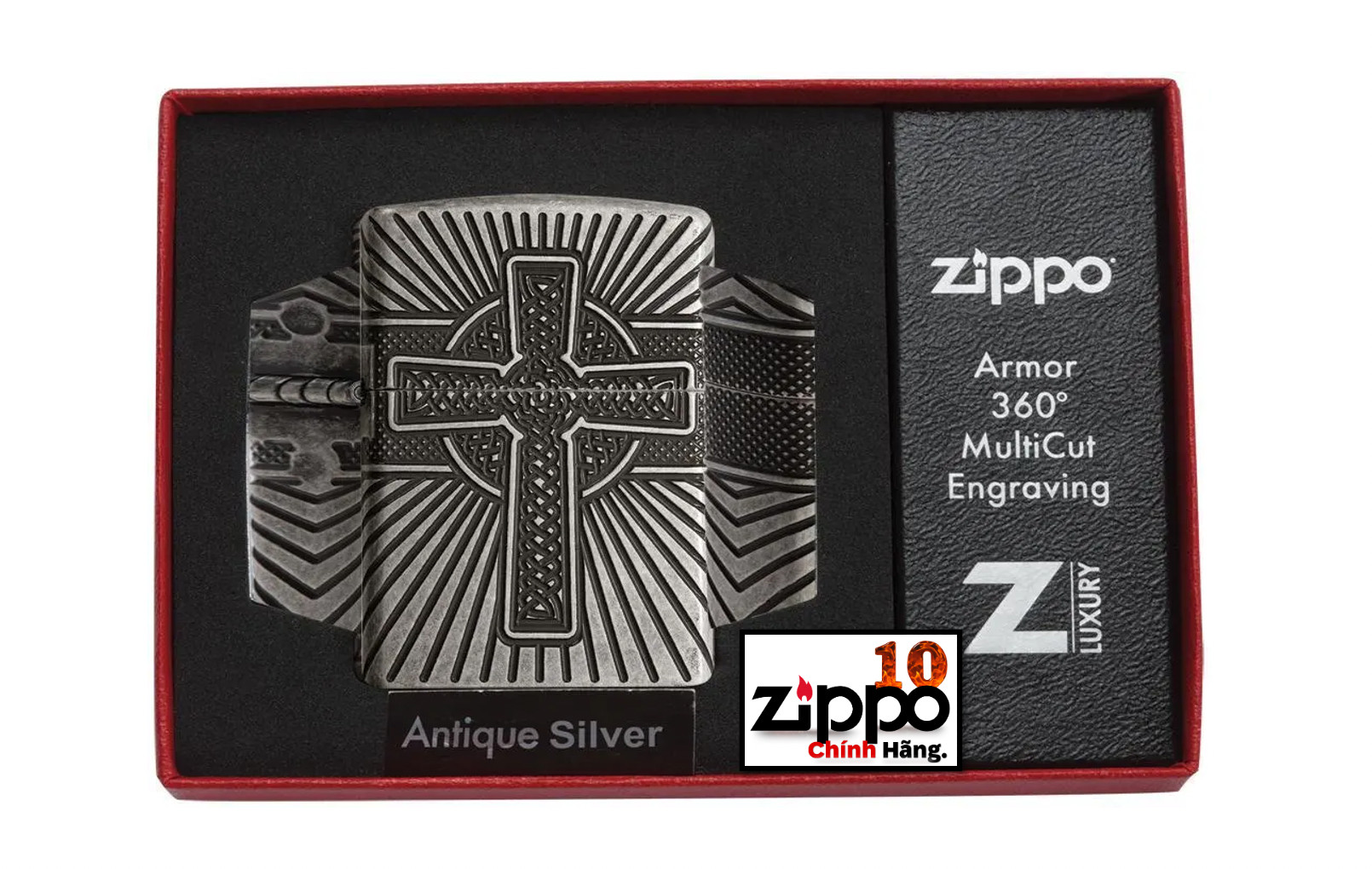 Bật lửa ZIPPO 29667 Armor Celtic Cross Design - Chính hãng 100%