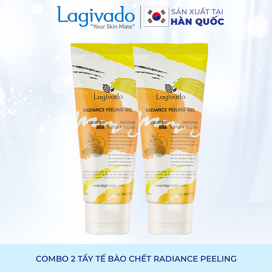 Combo 2 Tẩy tế bào chết Hàn Quốc Lagivado làm sạch tế bào chết da mặt, body nhẹ nhàng, giúp da sáng mịn Radiance Peeling 50 ml