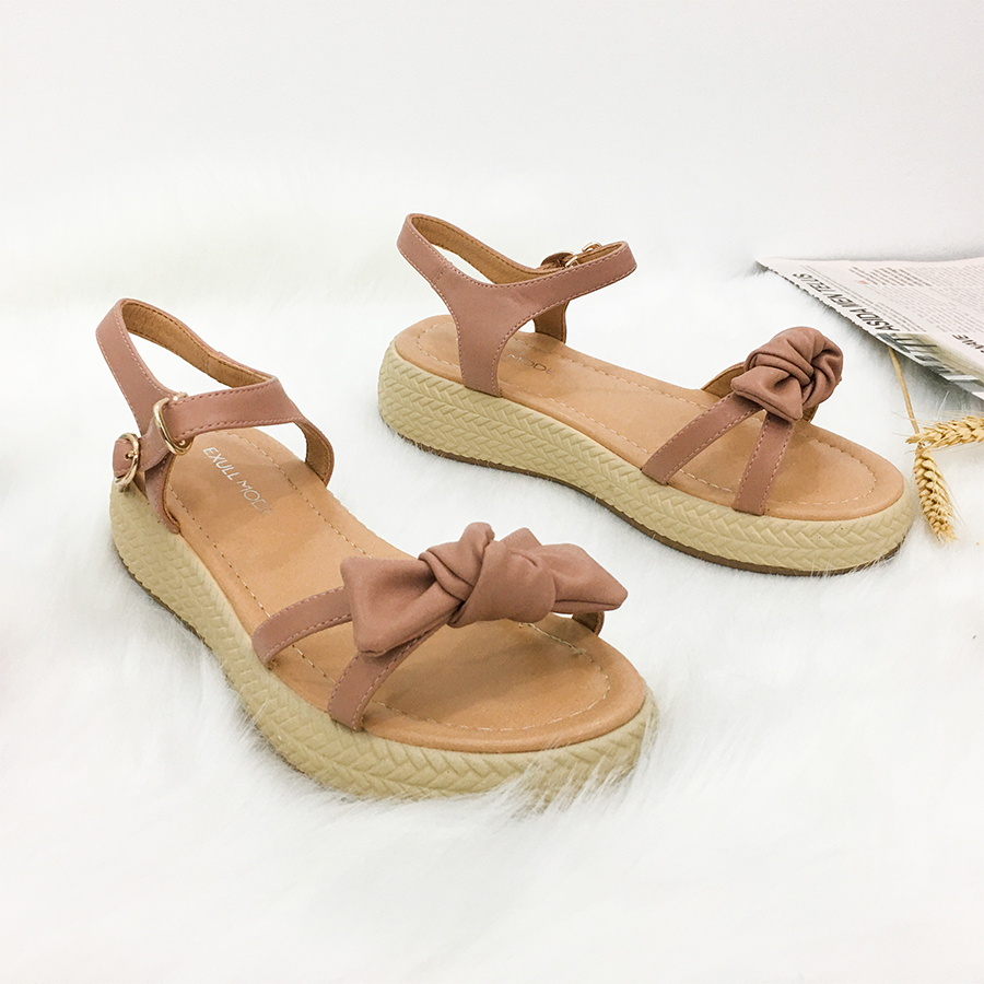 Sandals Đế Bằng Đính Nơ Hãng Exull Mode 1116401211